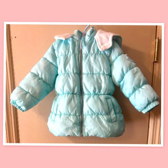 Infant Girls Pink Platinum Puffer Winter Hooded Jacket - 24 Months - Picture 1 of 3